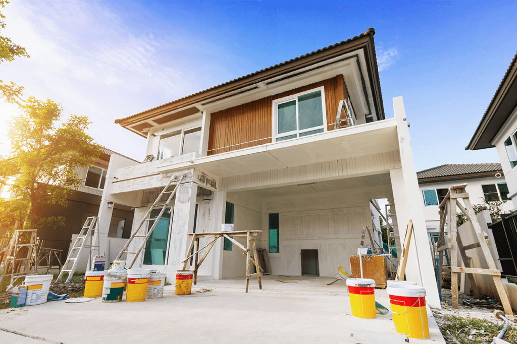 Picture of house being remodeled construction site